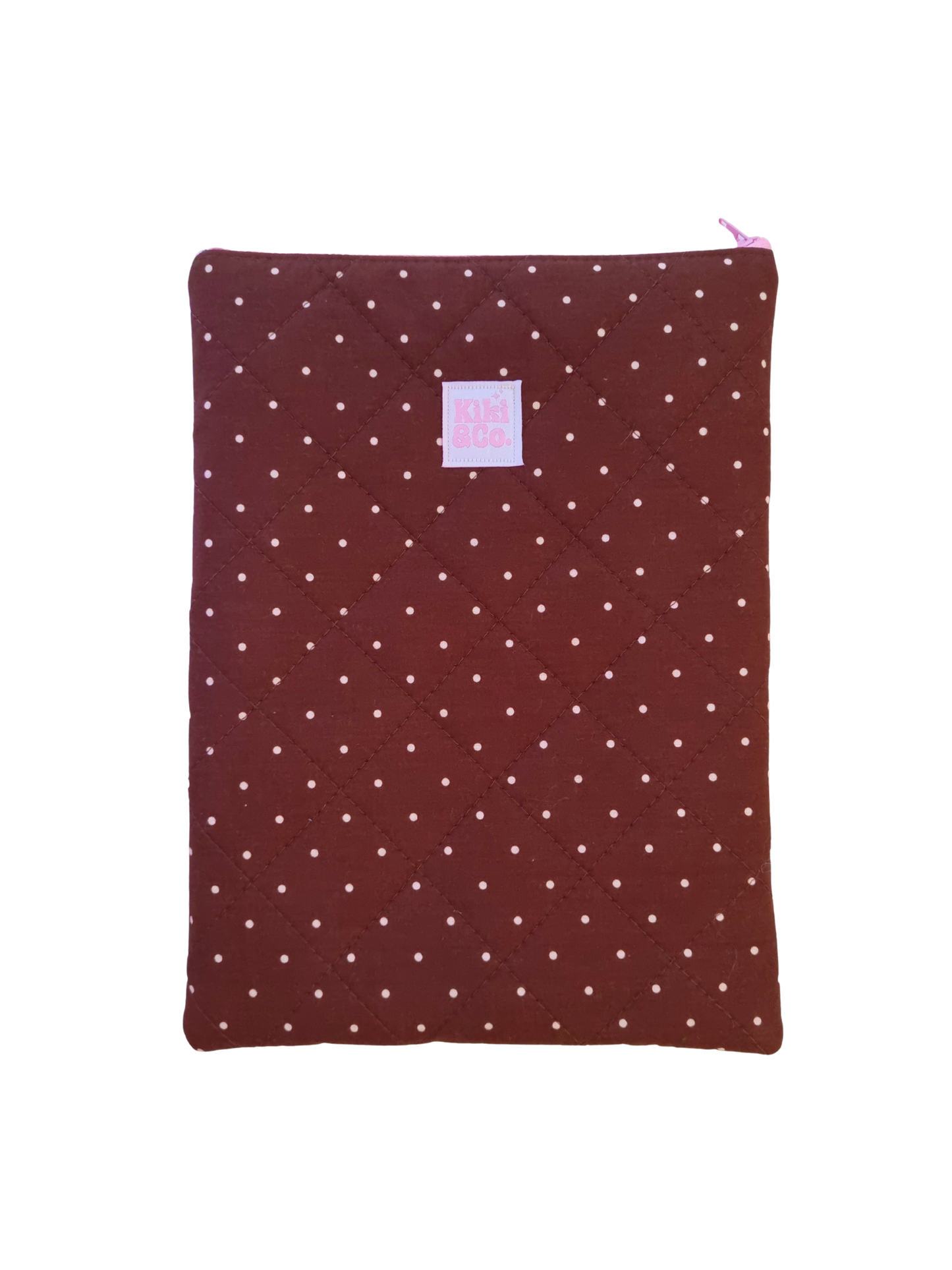 Quilted Book Sleeve - Brown Polka Dot