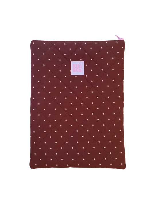 Quilted Book Sleeve - Brown Polka Dot