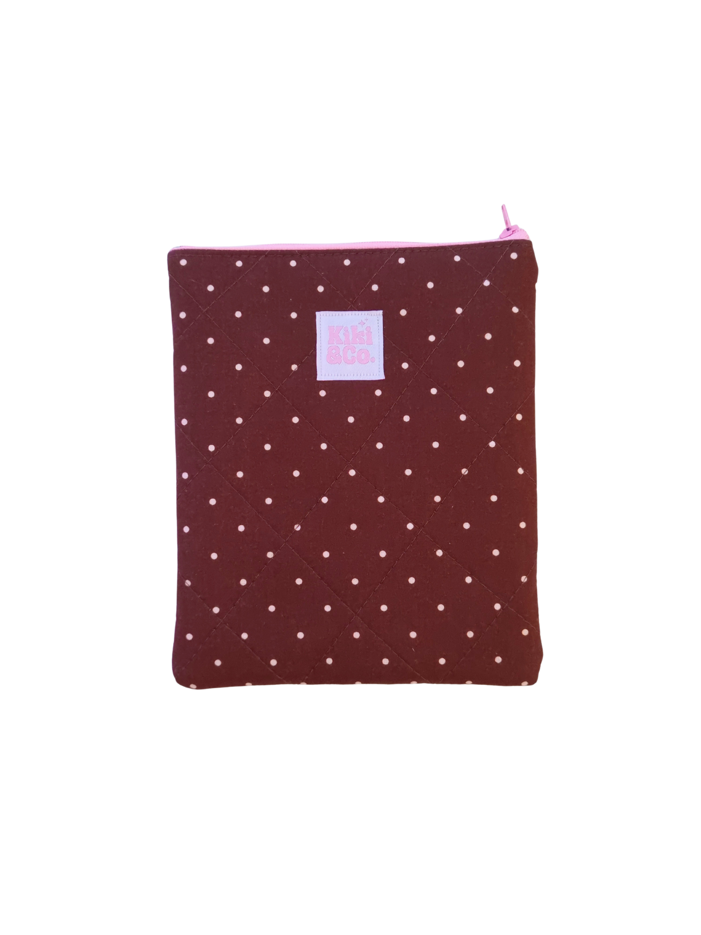 Quilted eReader Sleeve - Brown Polka Dot
