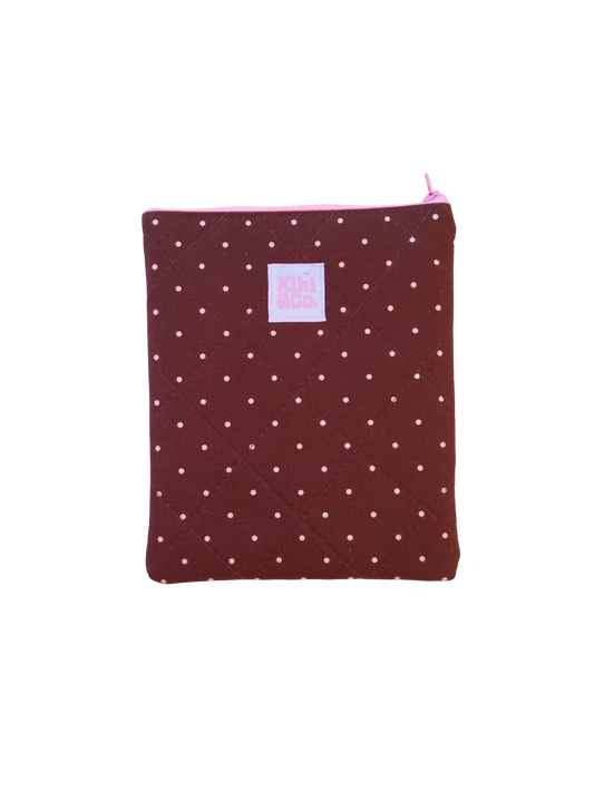 Quilted eReader Sleeve - Brown Polka Dot