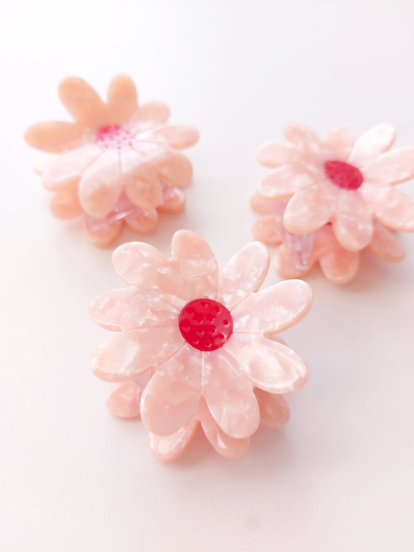 Claw Clip - Pink and Red Daisy - Mini