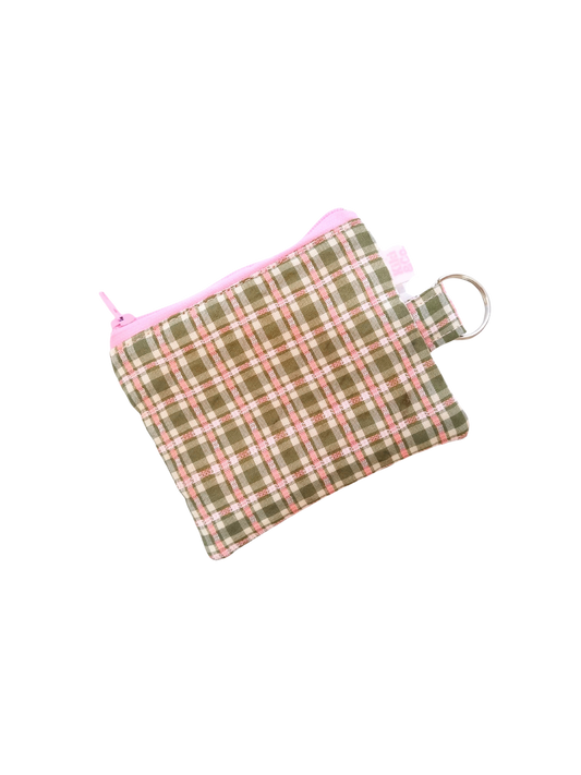 Keychain Zipper Pouch- Green Plaid