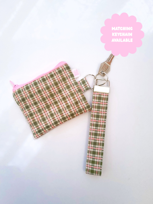 Keychain Zipper Pouch- Green Plaid
