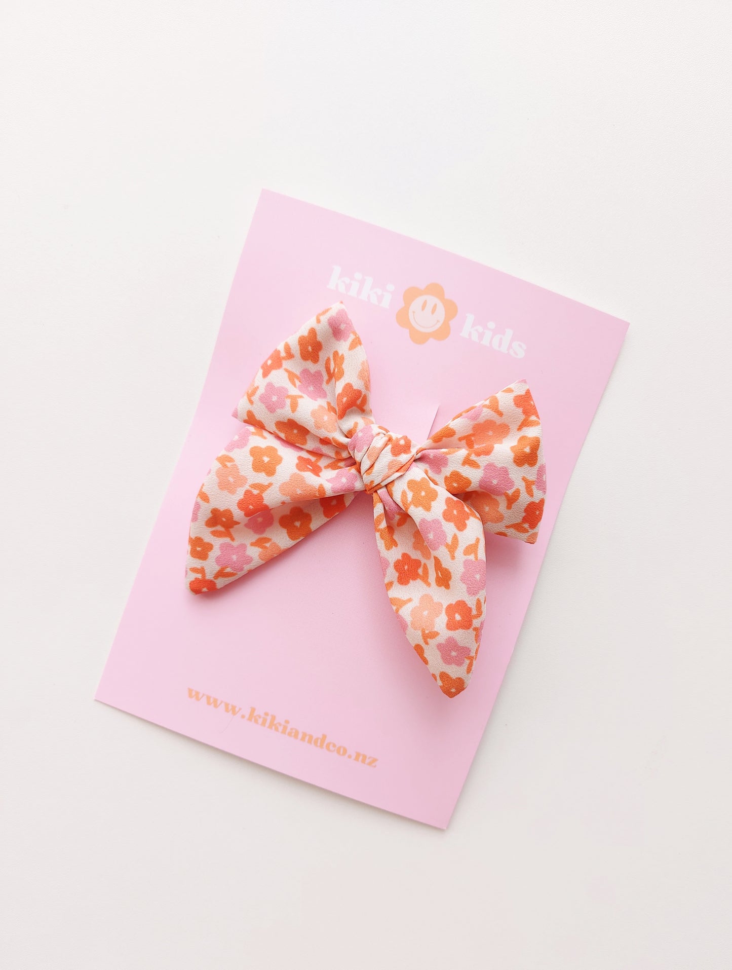 Kiki Kids Bow - Red/Pink Ditsy Floral