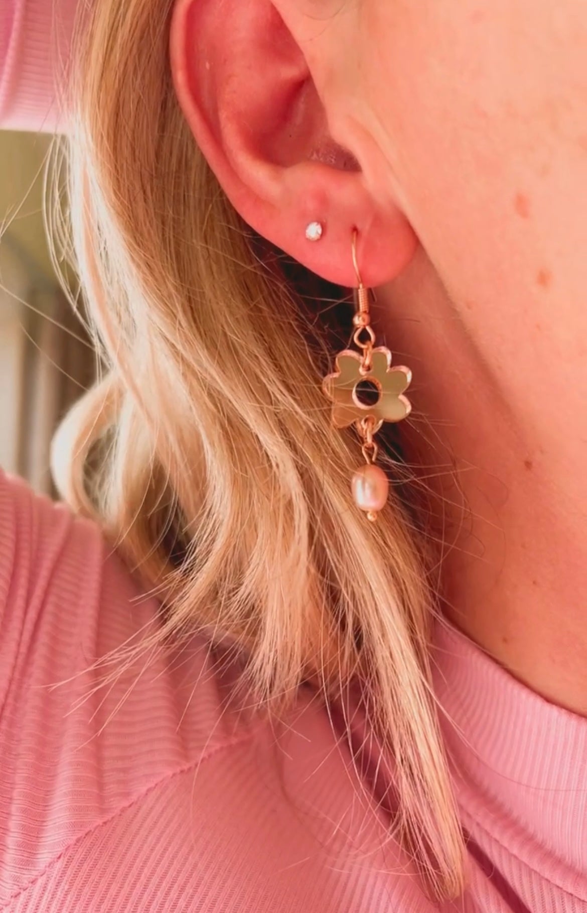 Layla Earrings - Rose Gold / Freshwater Pearl