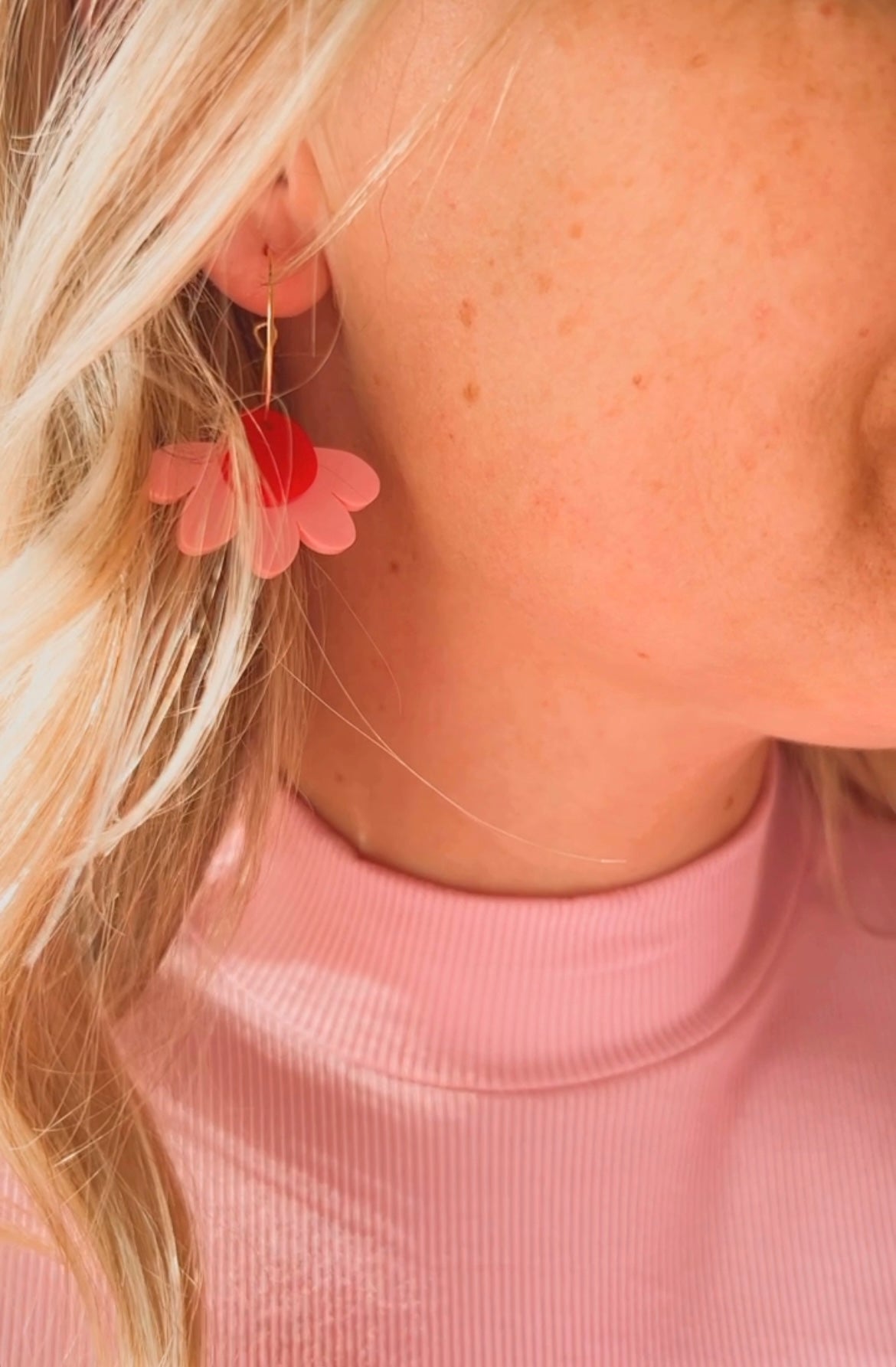 Poppy Earrings - Pink/Red- Hoops