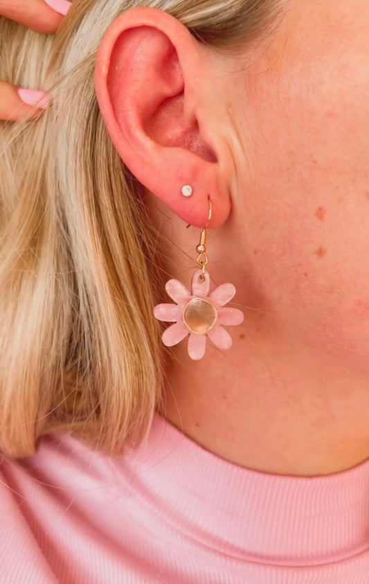 Kiki Earrings - Pink marble/Rose Gold