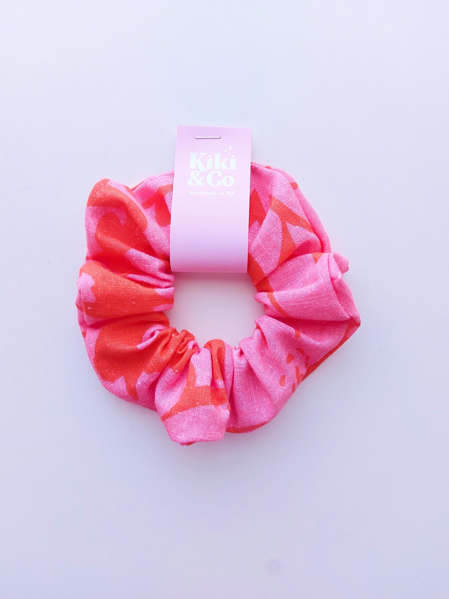 Scrunchie - Pink/Red - Linen