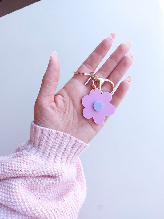 Daisy keyring -  Lilac