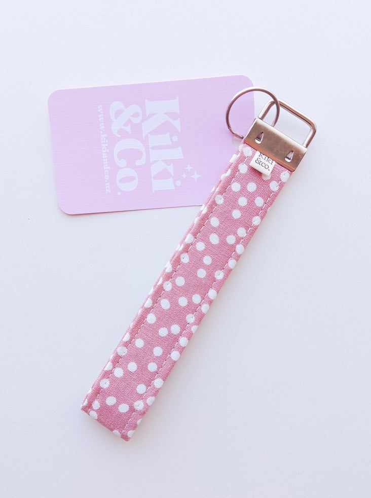 Keychain- Spotty Pink Linen